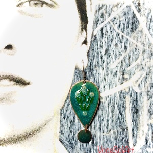 Gyöngyvirág  - Türkizzöld tűzzománc Fülbevaló - ékszer - fülbevaló - lógó csepp fülbevaló - Meska.hu