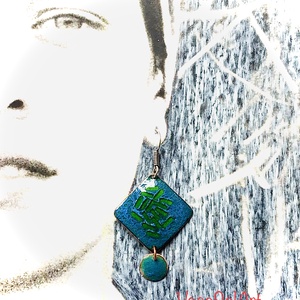 Türkizzöld tenger- tűzzománc Fülbevaló - ékszer - fülbevaló - lógó fülbevaló - Meska.hu