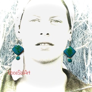 Türkizzöld tenger- tűzzománc Fülbevaló - ékszer - fülbevaló - lógó fülbevaló - Meska.hu