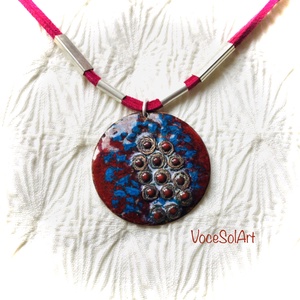 Bordógyöngyök-Tűzzománc medálos nyaklánc, Ékszer, Nyaklánc, Medálos nyaklánc, Ötvös, Tűzzománc, MESKA