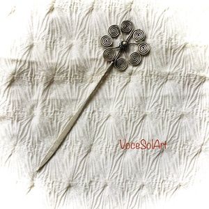 Napraforgó-ezüstözött réz Hajtű, Esküvő, Hajdísz, Kontydísz & Hajdísz, Ötvös, MESKA