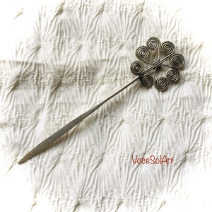 Napraforgó-ezüstözött réz Hajtű - esküvő - hajdísz - kontydísz & hajdísz - Meska.hu