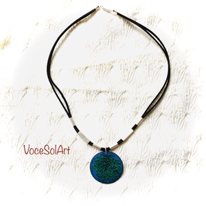 Türkizzöld tenger-Tűzzománc medálos nyaklánc - ékszer - nyaklánc - medálos nyaklánc - Meska.hu