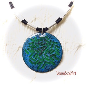 Türkizzöld tenger-Tűzzománc medálos nyaklánc - ékszer - nyaklánc - medálos nyaklánc - Meska.hu