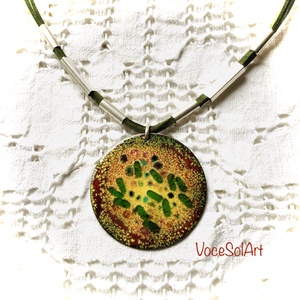 Virágoskert-Tűzzománc medálos nyaklánc - ékszer - nyaklánc - medálos nyaklánc - Meska.hu