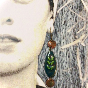 Családfa - Türkizzöld tűzzománc Fülbevaló - ékszer - fülbevaló - lógó csepp fülbevaló - Meska.hu