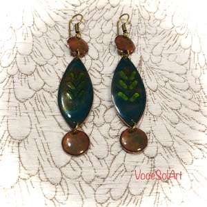 Családfa - Türkizzöld tűzzománc Fülbevaló - ékszer - fülbevaló - lógó csepp fülbevaló - Meska.hu