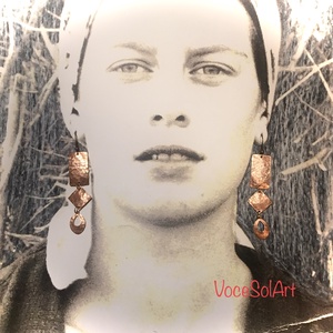 Geometria -Vörösréz Fülbevaló - Meska.hu