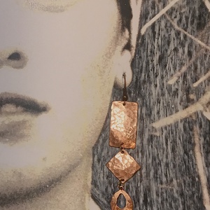 Geometria -Vörösréz Fülbevaló - ékszer - fülbevaló - lógó fülbevaló - Meska.hu