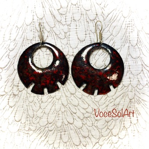 Napéj- kerek Tűzzománc Fülbevaló - ékszer - fülbevaló - lógós kerek fülbevaló - Meska.hu