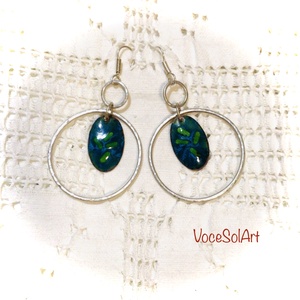 Türkizzöld energiák -  - tűzzománc Fülbevaló, Ékszer, Fülbevaló, Lógós kerek fülbevaló, Tűzzománc, Ötvös, MESKA
