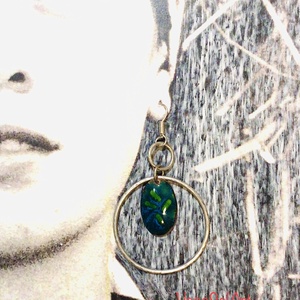 Türkizzöld energiák -  - tűzzománc Fülbevaló - ékszer - fülbevaló - lógós kerek fülbevaló - Meska.hu