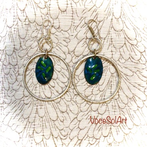 Türkizzöld energiák -  - tűzzománc Fülbevaló - ékszer - fülbevaló - lógós kerek fülbevaló - Meska.hu