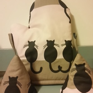 Konyhacicus... edényfogó kesztyű szett, Otthon & Életmód, Konyhafelszerelés, tálalás, Konyhai textil, Konyharuha & Törlőkendő, Varrás, MESKA