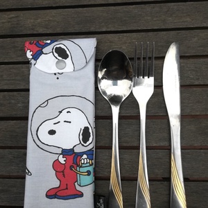 Evőeszköz tartó , Snoopy, szürke, PUL béléssel - táska & tok - uzsonna- & ebéd tartó - evőeszköz tartó - Meska.hu
