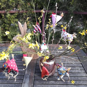 Tyúkocskák, húsvéti dekoráció, hangjegyes - otthon & életmód - dekoráció - ajtó- és ablak dekoráció - ajtódísz & kopogtató - Meska.hu