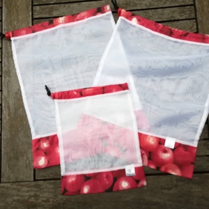 NoWaste  2+1 db bevásárló zacskó , piros alma, Táska & Tok, Bevásárlás & Shopper táska, Zöldség/Gyümölcs zsák, Varrás, MESKA