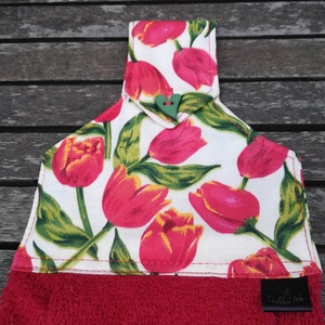 Konyhai kéztörlő, piros tulipán, Otthon & Életmód, Konyhafelszerelés, tálalás, Konyhai textil, Konyharuha & Törlőkendő, Varrás, MESKA