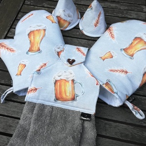 Edényfogó kesztyű és fülfogók, sörös - otthon & életmód - konyhafelszerelés, tálalás - konyhai textil - edényfogó & edényfedő - Meska.hu
