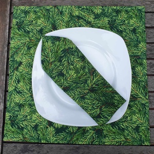 4 db textil szalvéta, zöld tűleveles - Meska.hu