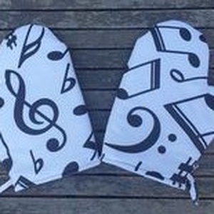 1 pár edényfogó kesztyű, hangjegy mintás......, Otthon & Életmód, Konyhafelszerelés, tálalás, Konyhai textil, Edényfogó & Edényfedő, Varrás, MESKA