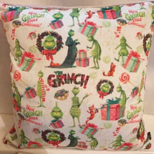 Plüss párnahuzat,  Grinch, Karácsony, Karácsonyi lakásdekoráció, Karácsonyi lakásdíszek, Varrás, MESKA