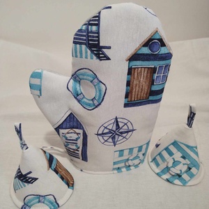 Konyhai szett, tengerpart...... - otthon & életmód - konyhafelszerelés, tálalás - konyhai textil - edényfogó & edényfedő - Meska.hu
