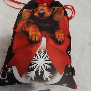 Mikulás zsák, tacskó  tacskó masnival..... - karácsony - mikulás - mikulás zsák - Meska.hu