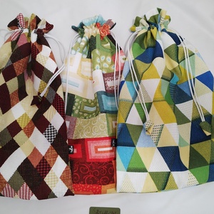 Kenyeres zsák PUL béléssel, geometria sárgában és zöldben... - táska & tok - bevásárlás & shopper táska - kenyeres zsák - Meska.hu