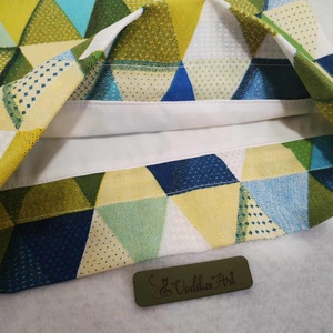 Kenyeres zsák PUL béléssel, geometria sárgában és zöldben... - táska & tok - bevásárlás & shopper táska - kenyeres zsák - Meska.hu