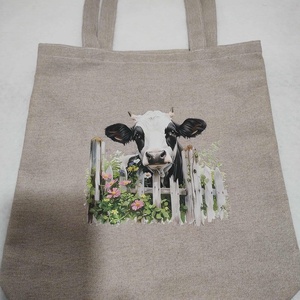 Bevásárló táska, öko szatyor, legelésző tehén, Táska & Tok, Bevásárlás & Shopper táska, Shopper, textiltáska, szatyor, Varrás, MESKA