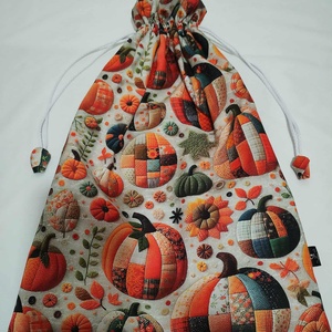 Kenyeres zsák PUL béléssel, patchwork tököcskék.. - Meska.hu