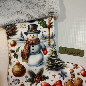 Mikulás csizma, hóemberes - Meska.hu