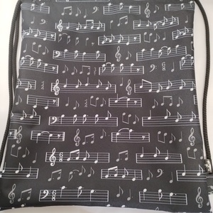 Hátizsák, tornazsák, hangjegy mintás - Meska.hu