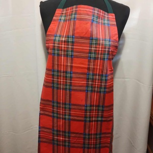 Kötény, piros skót kockás - Meska.hu