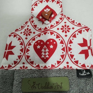 Konyhai törlő, piros-fehér skandináv stílus - Meska.hu