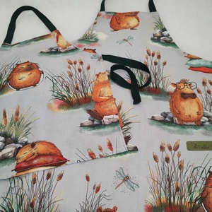 Capybarák,  gyerek kötény 10-14 évesre - otthon & életmód - konyhafelszerelés, tálalás - konyhai textil - kötény - Meska.hu