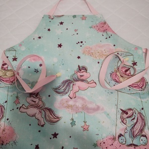 Gyerek kötény 3-6 évesre, rózsaszín unikornis... - Meska.hu