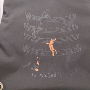 Hátizsák, tornazsák, hangjegy mintás cicával - táska & tok - hátizsák - tornazsák, gymbag - Meska.hu