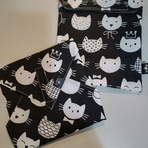 Újraszalvéta , cicafejek és cicakirálynő - táska & tok - uzsonna- & ebéd tartó - szendvics csomagoló - Meska.hu