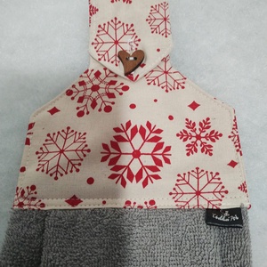 Konyhai törlő, hópelyhek pirosban.... - Meska.hu
