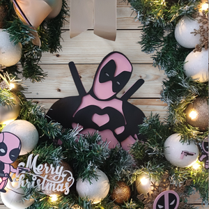 Deadpool x Barbie (Barbiepool) ajtódísz - karácsony - karácsonyi lakásdekoráció - karácsonyi ajtódíszek - Meska.hu