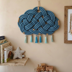 Csomózott kötél felhő falidísz - otthon & életmód - dekoráció - fali és függő dekoráció - falra akasztható dekor - Meska.hu