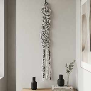 Modern fekete-fehér fonott kötél falidísz - otthon & életmód - dekoráció - fali és függő dekoráció - falra akasztható dekor - Meska.hu