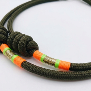 Vagány Csomózott Kötél Nyaklánc � Khaki, neon és arany részletekkel - ékszer - nyaklánc - statement nyaklánc - Meska.hu