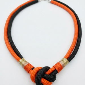 Kézműves kötél nyaklánc � narancssárga és khaki - ékszer - nyaklánc - statement nyaklánc - Meska.hu