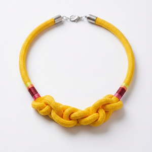 Kézműves fonott hajókötél nyaklánc � élénksárga, színes díszítéssel - Meska.hu