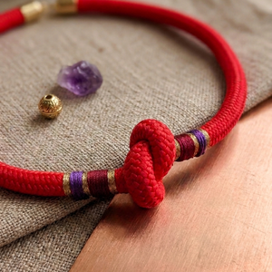 Egyedi Piros Hajókötél Statement Nyaklánc � Arany és Lila Részletekkel - Meska.hu