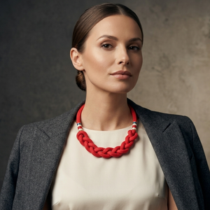 Tengerjáró nautical - Piros fonott hajókötél nyaklánc - Meska.hu