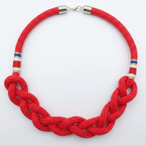 Tengerjáró nautical - Piros fonott hajókötél nyaklánc - ékszer - nyaklánc - statement nyaklánc - Meska.hu